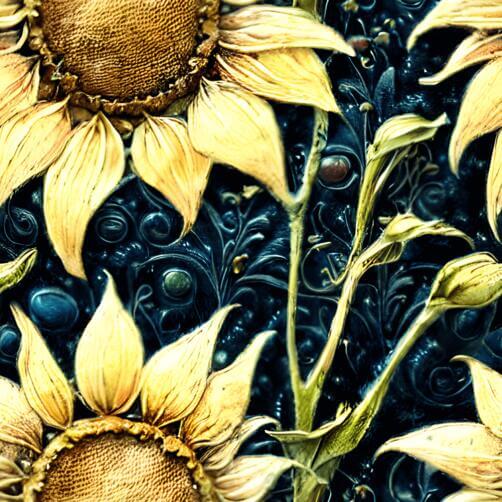 Yellow Sunflowers on Black Background Yellow Sunflowers on Black Background thumbnail
