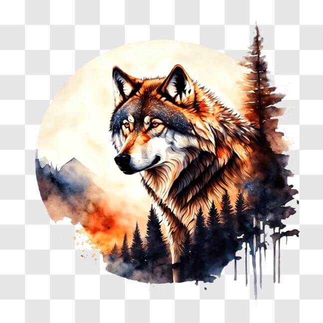 Download Wolf in front of the Full Moon PNGs Online - Creative Fabrica