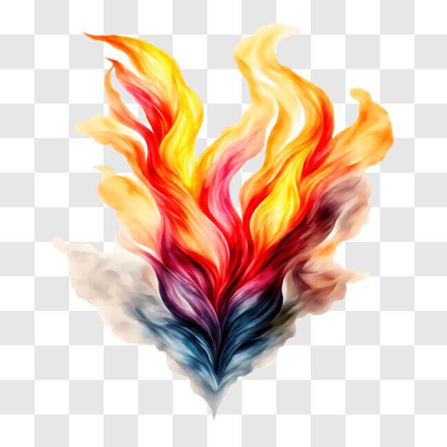 Download Colorful Heart-Shaped Fire Art PNG Online - Creative Fabrica