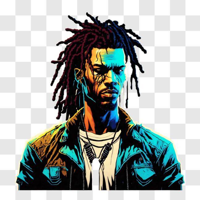 Download Man with Dreadlocks and Jacket - Illustration PNGs Online ...
