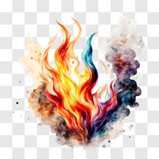 Download Colorful Fire Artwork with Water Splash PNGs Online - Creative ...