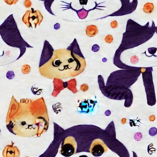 Colorful Cat Pattern with Pumpkins, Hearts, and Butterflies Colorful Cat Pattern with Pumpkins, Hearts, and Butterflies thumbnail