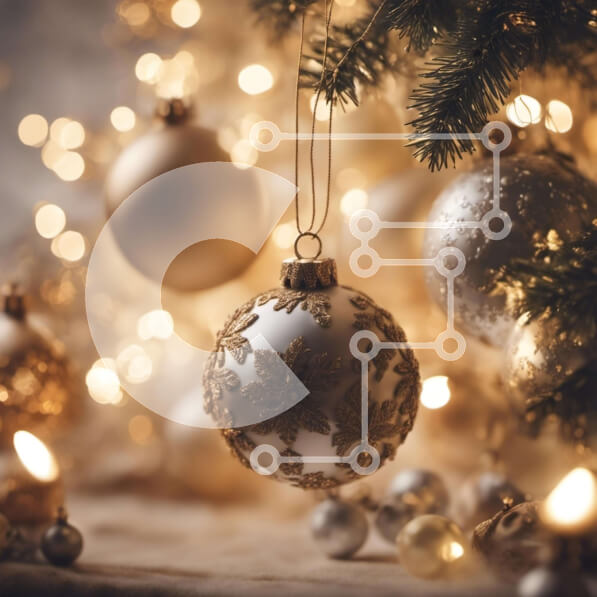 Festive Christmas Tree with Gold and Silver Ornaments stock photo ...