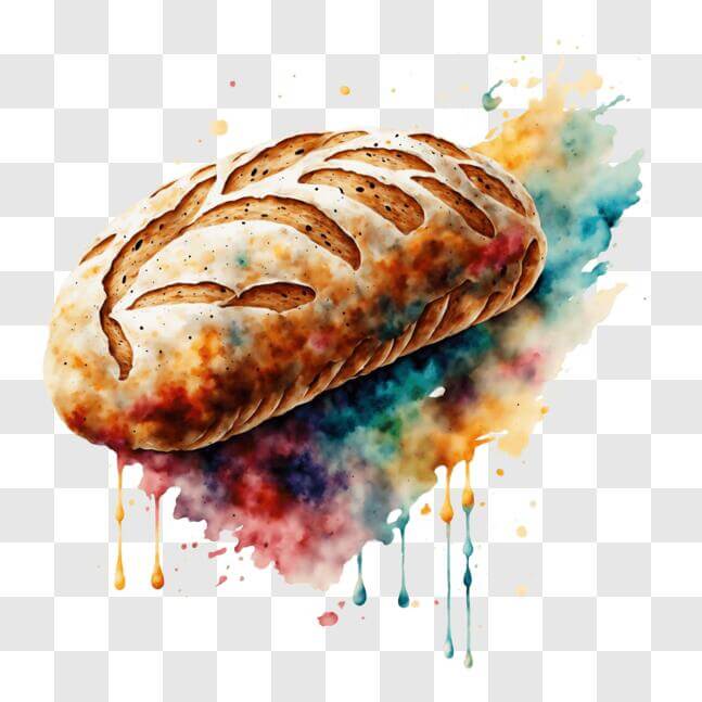 Download Colorful Painted Loaf of Bread Illustration PNG Online ...