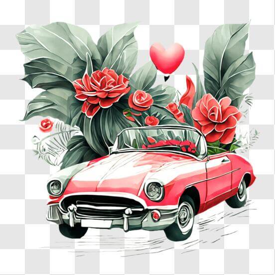Scarica Auto di San Valentino con rose e piante PNG Online - Creative  Fabrica