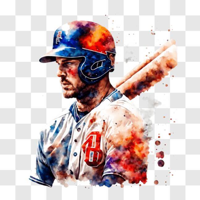 Download Baseball Player with Abstract Watercolor Background PNGs ...