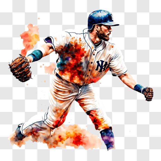 Download Baseball Player Celebrating Victory with Colorful Paint ...