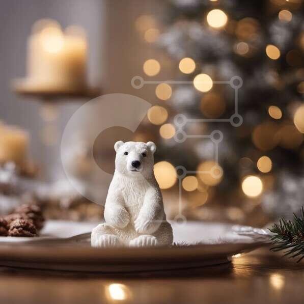 Elegant Christmas Decor with Polar Bear Figurine stock photo Creative Fabrica