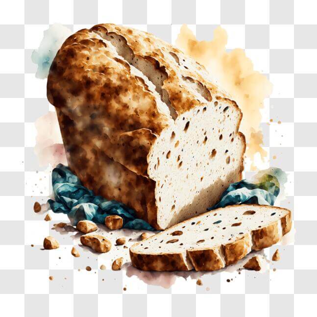 Download Watercolor Painting of Bread Slices with Walnuts PNG Online ...