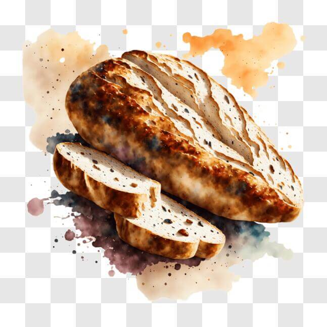 Download Watercolor Painting of Two Slices of Bread PNG Online ...