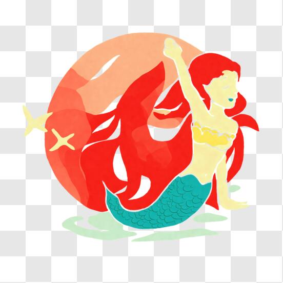 Descarga Arte de fans de La Sirenita de Disney - Mujer con pelo rojo largo  y ojos azules en el agua PNG En Línea - Creative Fabrica
