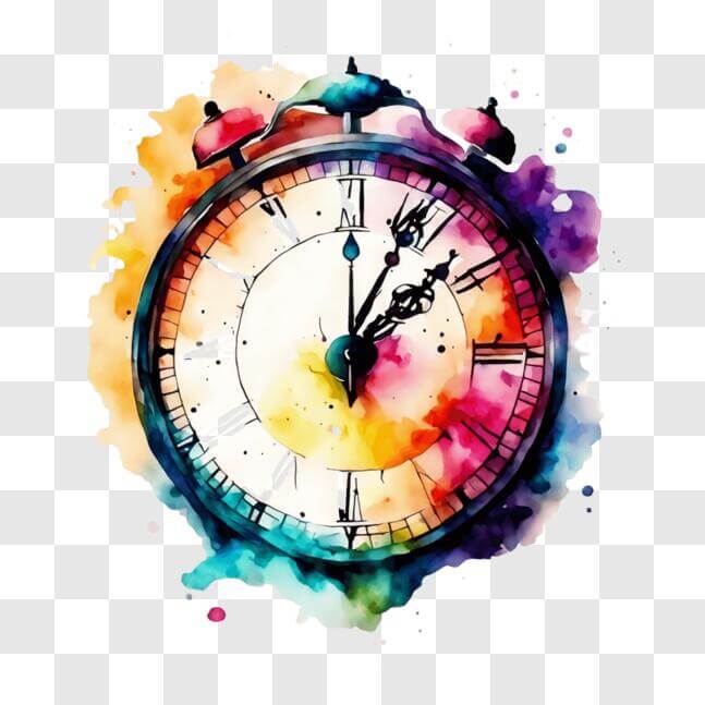 Clock Splatter Vector Download Colorful Paint Splatter Alarm Clock on a Black Background PNGs ...