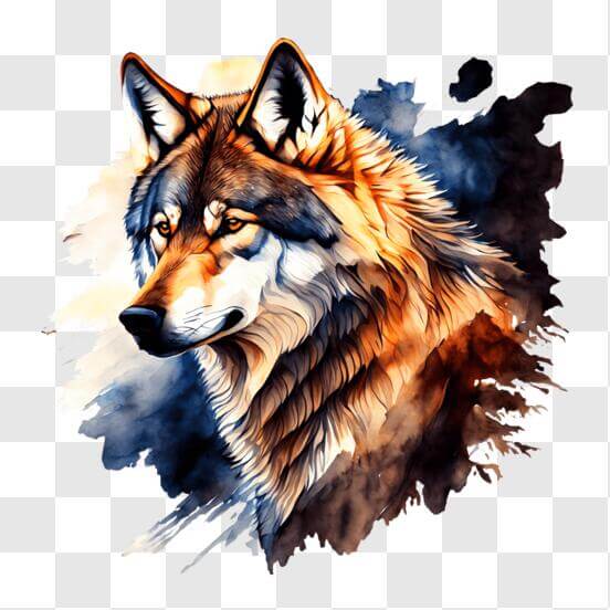 Download Colorful Wolf Painting with Trees and Mountains PNGs Online ...