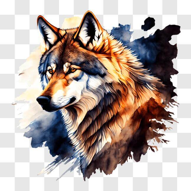 Download Vibrant Wolf Head with Watercolor Splashes PNG Online ...