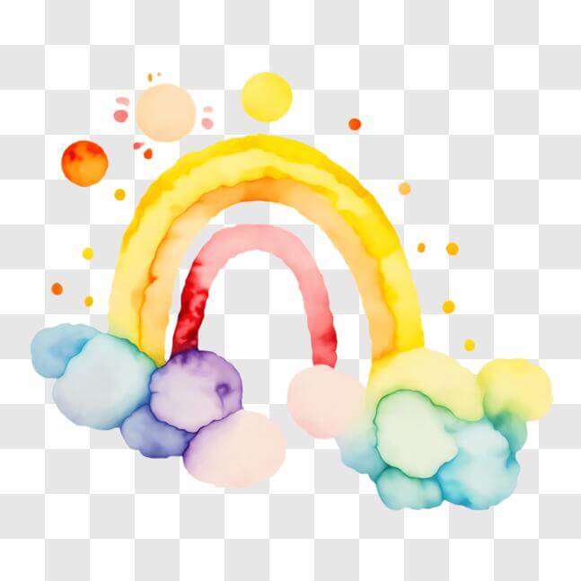 Télécharger Arc-en-ciel coloré avec des nuages et le soleil PNGs En ...