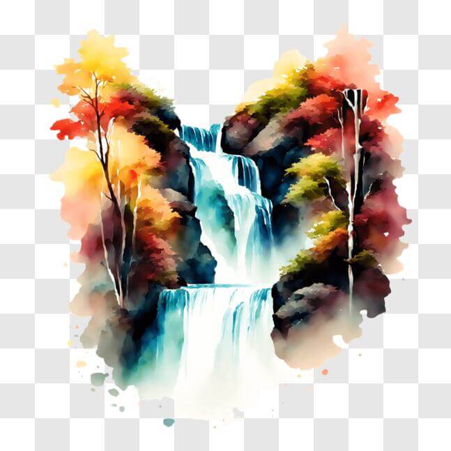 Download Colorful Waterfall in the Forest with Abstract Painting Effect ...