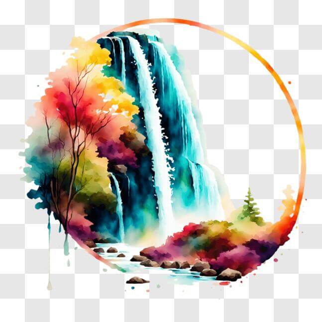 Download Colorful Abstract Waterfall Painting PNGs Online - Creative ...
