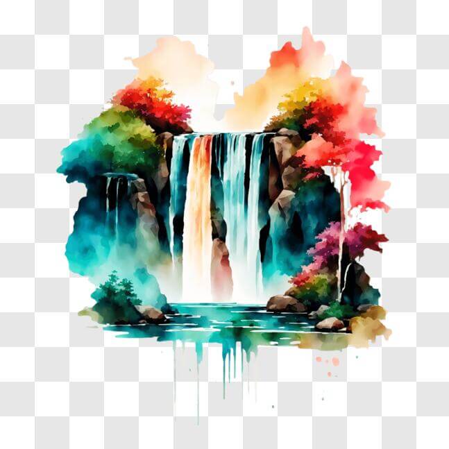 Download Colorful Waterfall Abstract Painting PNGs Online - Creative ...