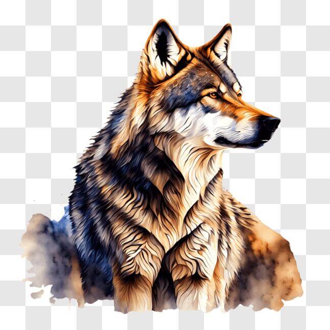 Download Nature and Wildlife Painting of a Wolf PNG Online - Creative ...