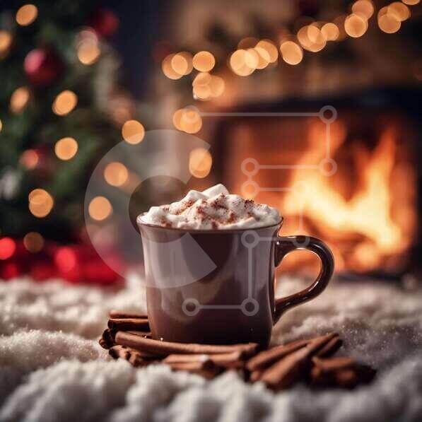 Cozy Hot Cocoa with Cinnamon Sticks stock photo Creative Fabrica