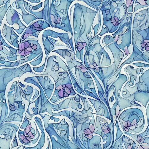 Blue and Purple Floral Pattern with Swirls and Vines Blue and Purple Floral Pattern with Swirls and Vines thumbnail