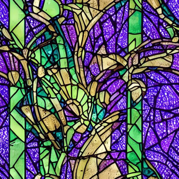 Download Stained Glass Window Artwork with Octopus and Thorns Patterns ...