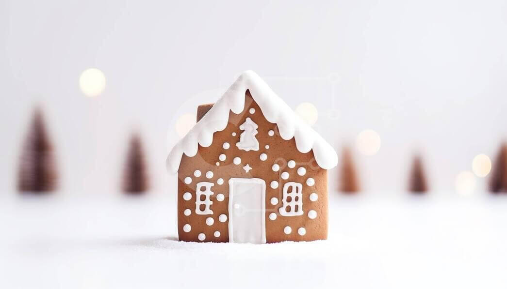 Festive Gingerbread House Ornament for the Holidays stock photo ...