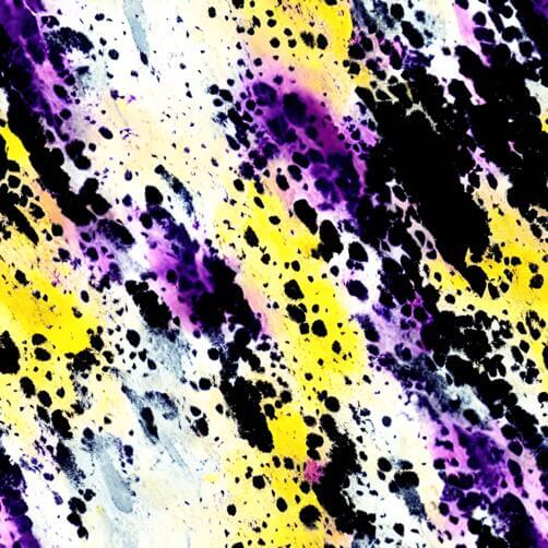 Abstract Painting with Black, Yellow, and Purple Splotches on White Background Abstract Painting with Black, Yellow, and Purple Splotches on White Background thumbnail