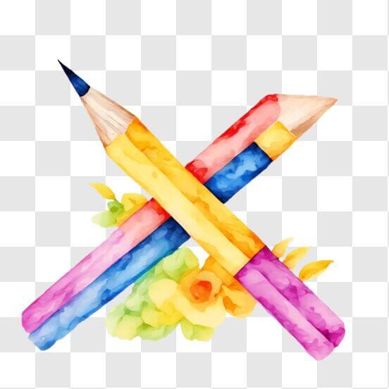 Télécharger Trousse à crayons colorée avec crayons de couleur et gomme PNG  En Ligne - Creative Fabrica