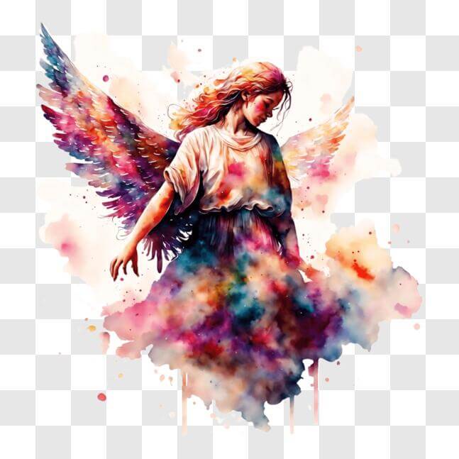 Download Colorful Angel Painting with Splatters of Paint PNGs Online ...