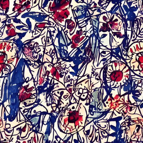 Hand-drawn Floral Pattern with Red, Blue, and White Flowers Hand-drawn Floral Pattern with Red, Blue, and White Flowers thumbnail
