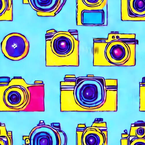 Colorful Cameras on Blue Background Colorful Cameras on Blue Background thumbnail