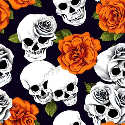Dead Roses Pattern Download Day of the Dead Sugar Skulls and Red Roses Pattern on Black ...