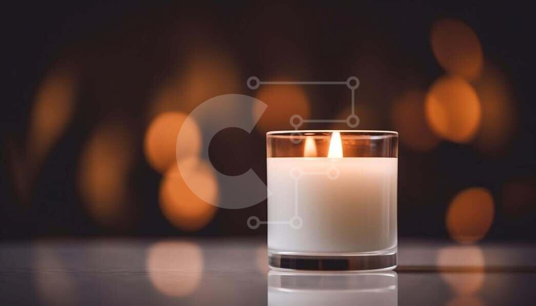 Peaceful Atmosphere with a Single Lit Candle stock photo Creative Fabrica