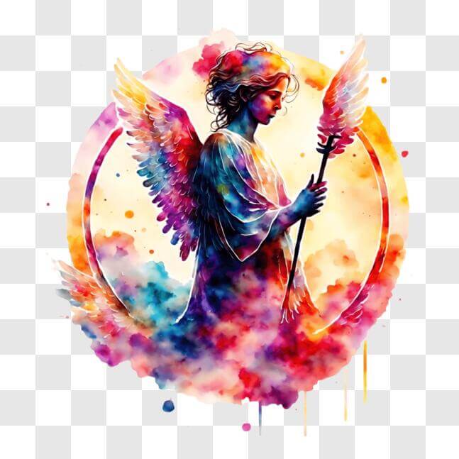 Download Vibrant Angel with Bow and Arrow Wall Art PNGs Online ...