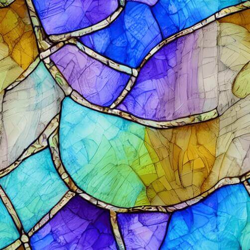 Abstract Stained Glass Pattern in Blue, Green, Yellow, and Orange Abstract Stained Glass Pattern in Blue, Green, Yellow, and Orange thumbnail