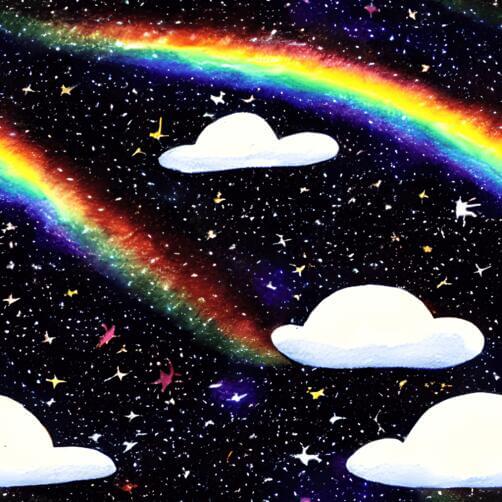 Beautiful Night Sky with Rainbow and Stars Beautiful Night Sky with Rainbow and Stars thumbnail