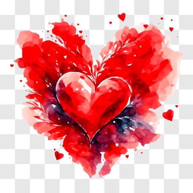 Download Red Heart with Watercolor Splashes - Love and Romance Concept ...