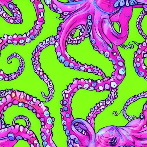 Colorful Octopus Wall Art on Lime Green Background Colorful Octopus Wall Art on Lime Green Background thumbnail