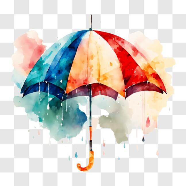 Download Colorful Umbrella with Water Drips - Rainy Season PNG Online ...