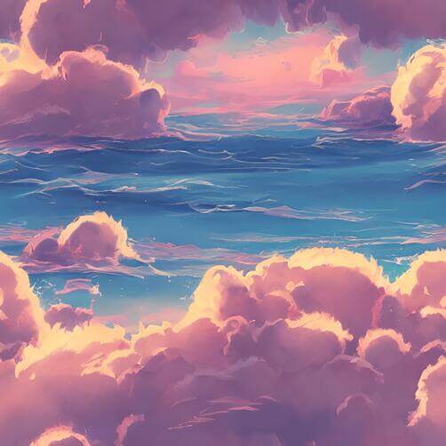 Abstract Painting of Clouds in the Sky over the Ocean Abstract Painting of Clouds in the Sky over the Ocean thumbnail