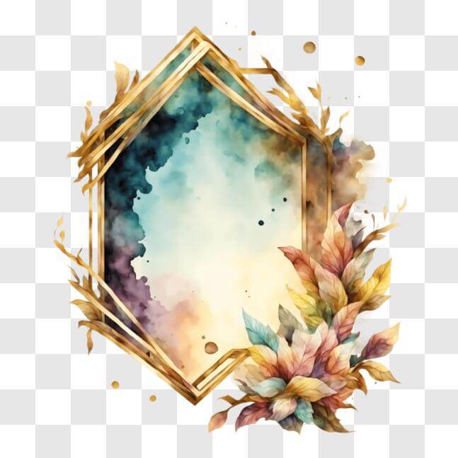 Download Elegant Gold Frame with Watercolor Floral Design PNGs Online ...