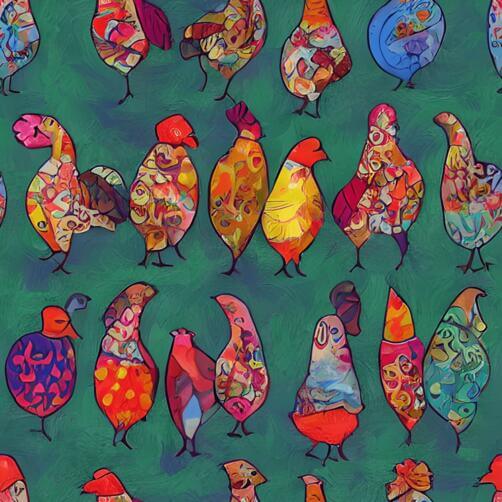 Colorful Pattern of Chickens in Various Shapes and Colors Colorful Pattern of Chickens in Various Shapes and Colors thumbnail