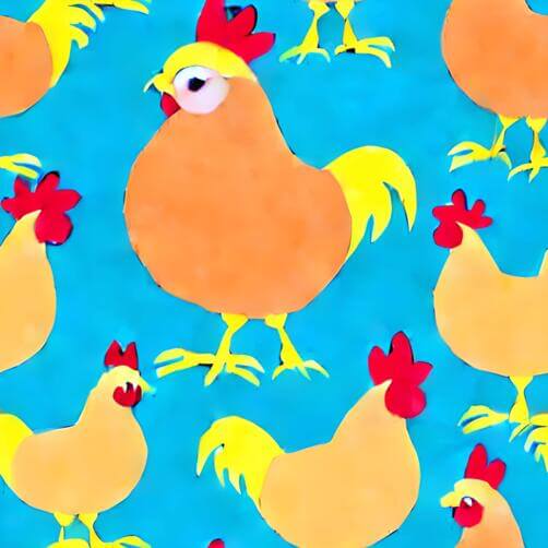Colorful Chicken Pattern on Blue Background Colorful Chicken Pattern on Blue Background thumbnail