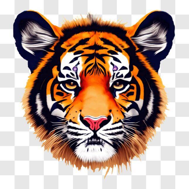 Download Close-up of Tiger's Head in Vibrant Colors PNG Online ...