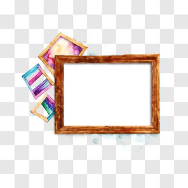 Download Black Background Photo Frame with Watercolor Splashes PNG Online Creative Fabrica