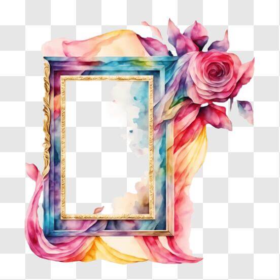 Colorful Name Frame Download Watercolor Frame with Colorful Flowers and Feathers PNGs ...