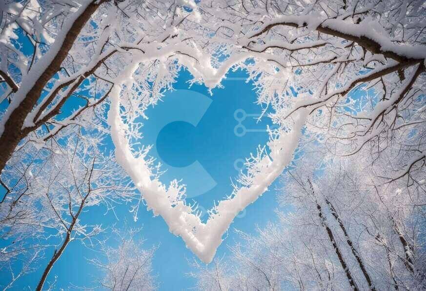 Winter Wonderland: Heart-shaped Snow Sculpture stock photo | Creative ...