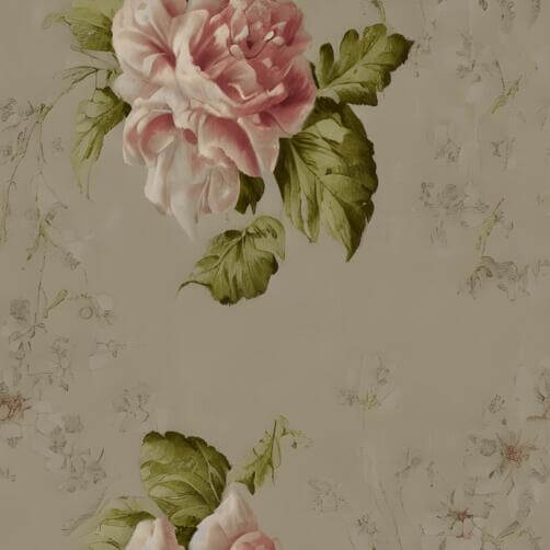 Two Pink Roses on a Beige Background with Green Leaves Two Pink Roses on a Beige Background with Green Leaves thumbnail