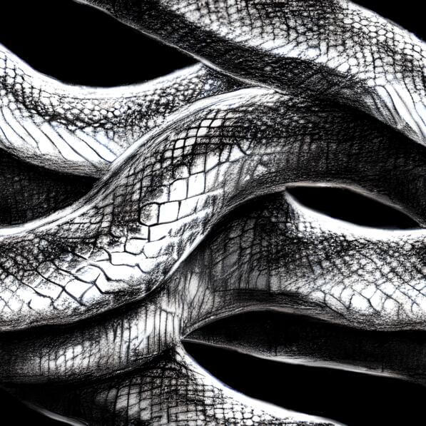 Download Black and White Drawing of Snakes Wrapping Around Each Other ...